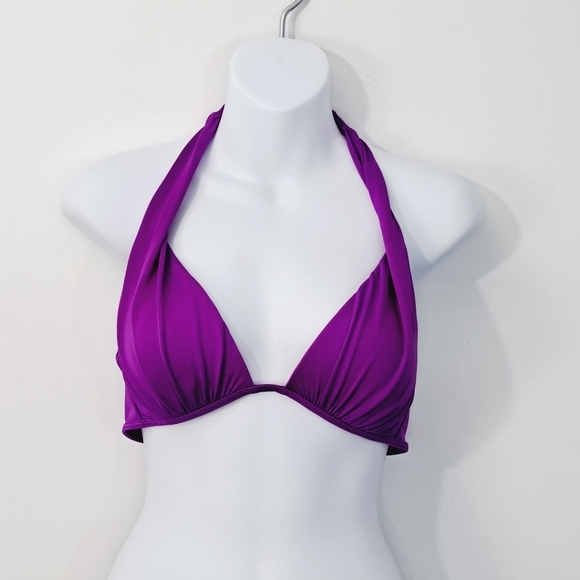 Victoria's Secret Purple‎ Halter Tie Back Bikini Top Size Medium - Picture 1 of 7